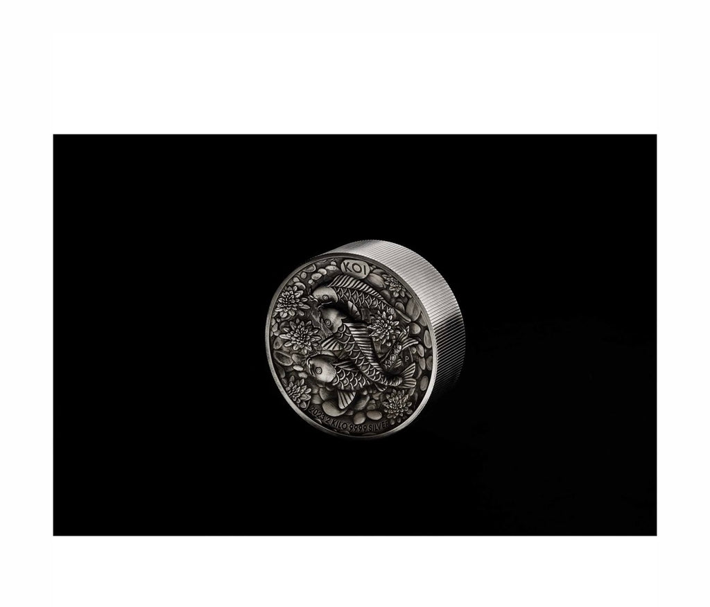 Koi Fish 2023 2 Kilo Silver Antiqued High Relief Coin