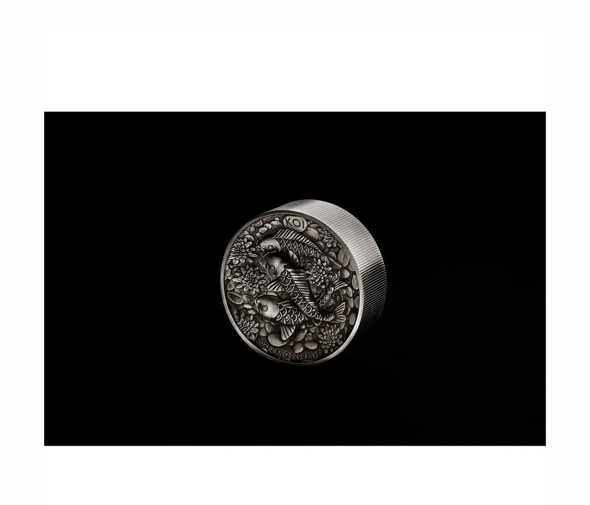 Koi Fish 2023 2 Kilo Silver Antiqued High Relief Coin