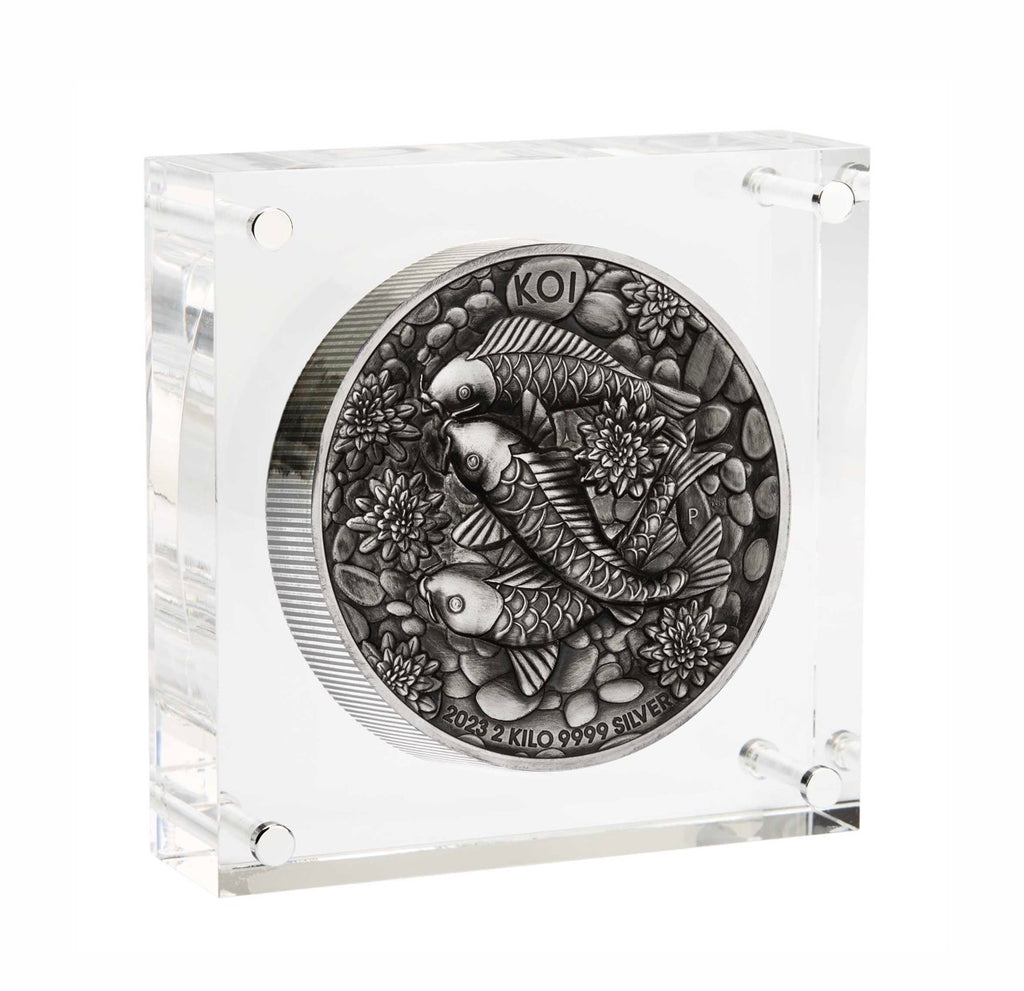 Koi Fish 2023 2 Kilo Silver Antiqued High Relief Coin