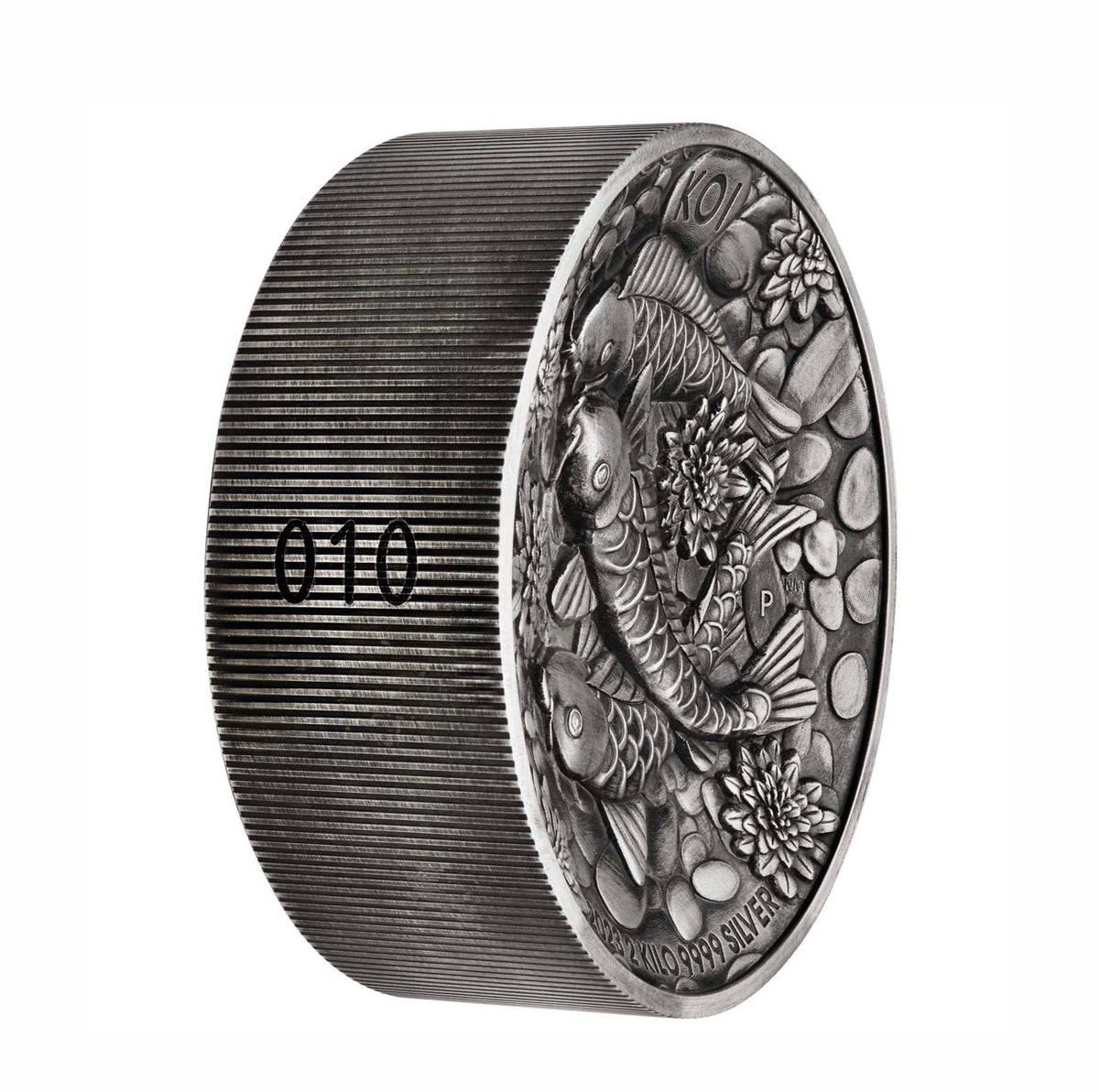 Koi Fish 2023 2 Kilo Silver Antiqued High Relief Coin