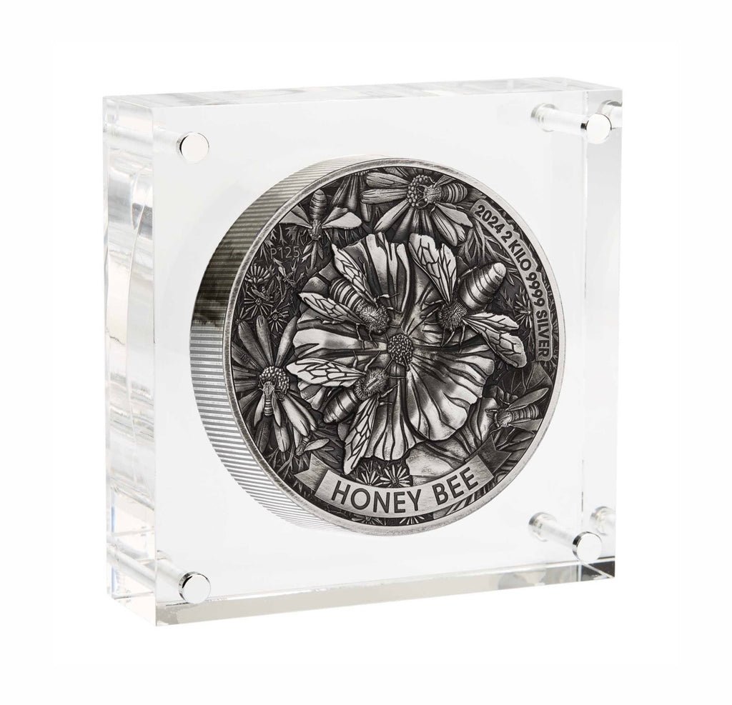 Honey Bee 2024 2 Kilo Silver Antiqued High Relief Coin