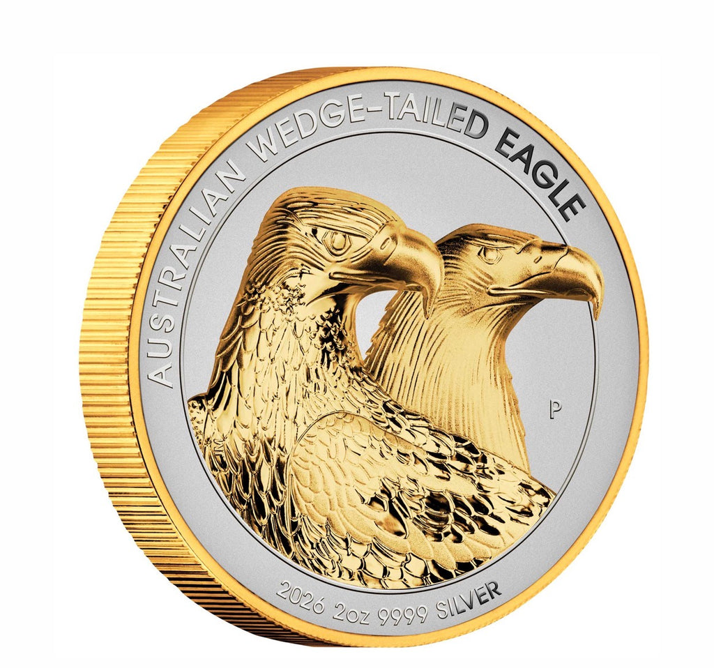 Australian Wedge-tailed Eagle 2026 2oz Silver Enhanced Reverse Proof Ultra High Relief Gilded Coin