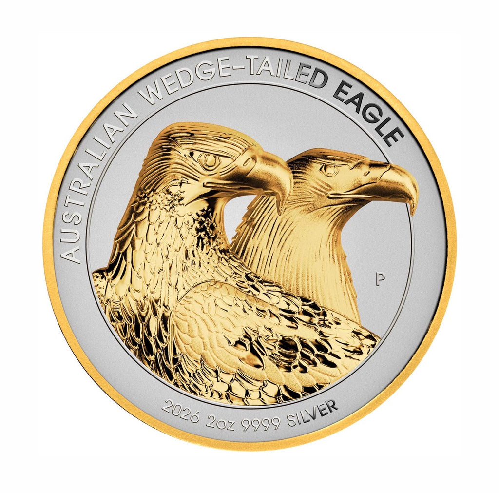 Australian Wedge-tailed Eagle 2026 2oz Silver Enhanced Reverse Proof Ultra High Relief Gilded Coin