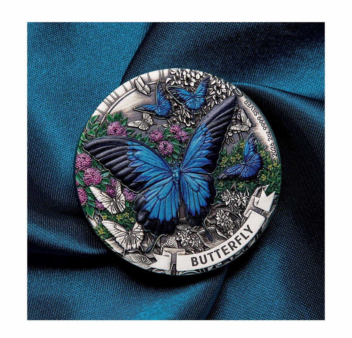 Perth Mint Butterfly 2026 2oz Silver Antiqued Coloured Coin