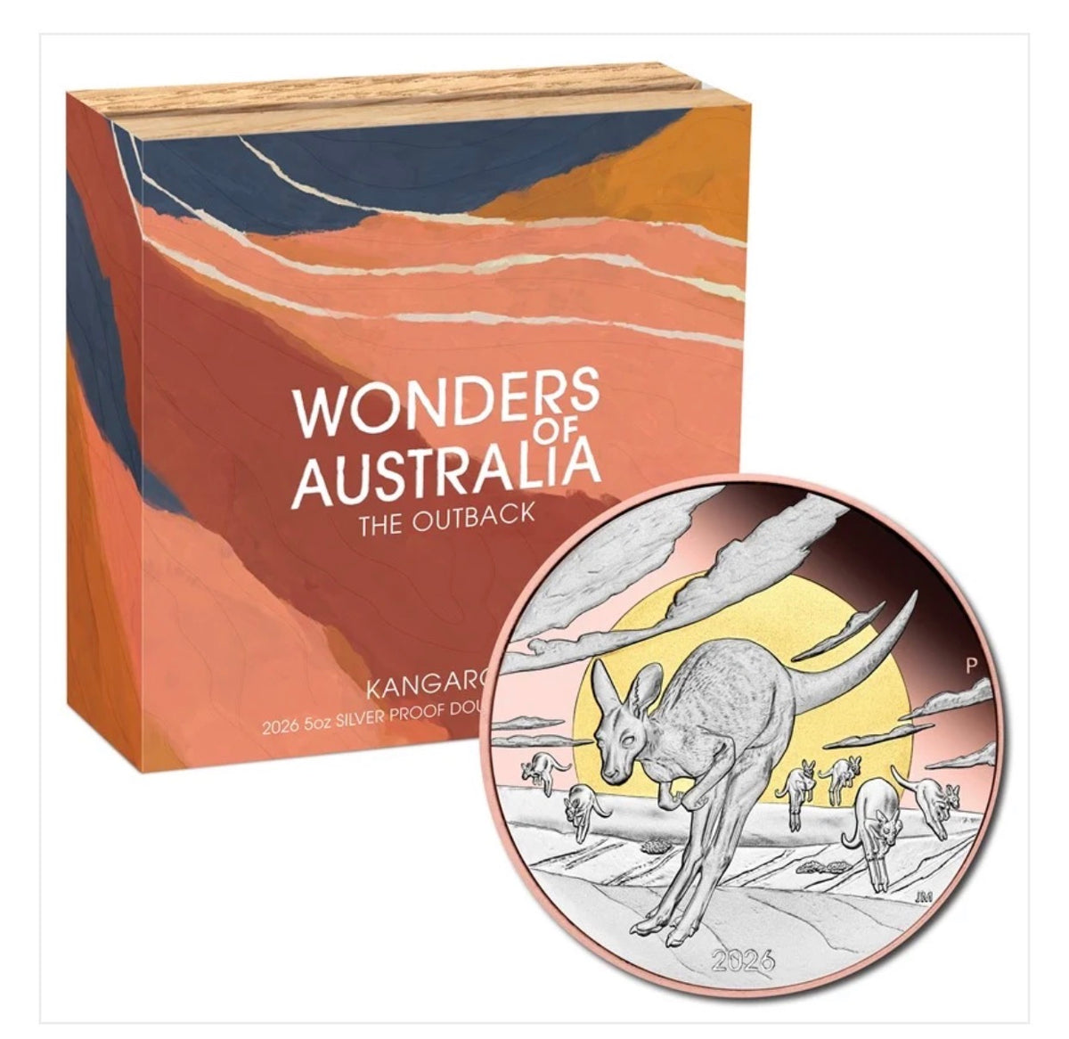 2026 Wonders of Australia The Outback 5oz Silver Proof Double Gilded $8 Perth Mint